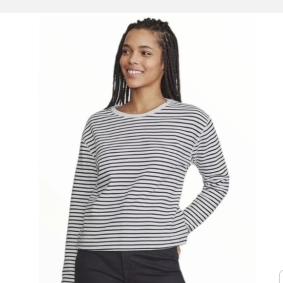 Elizabeth and James Black White Striped Sweatshirt - Picture 7 of 7